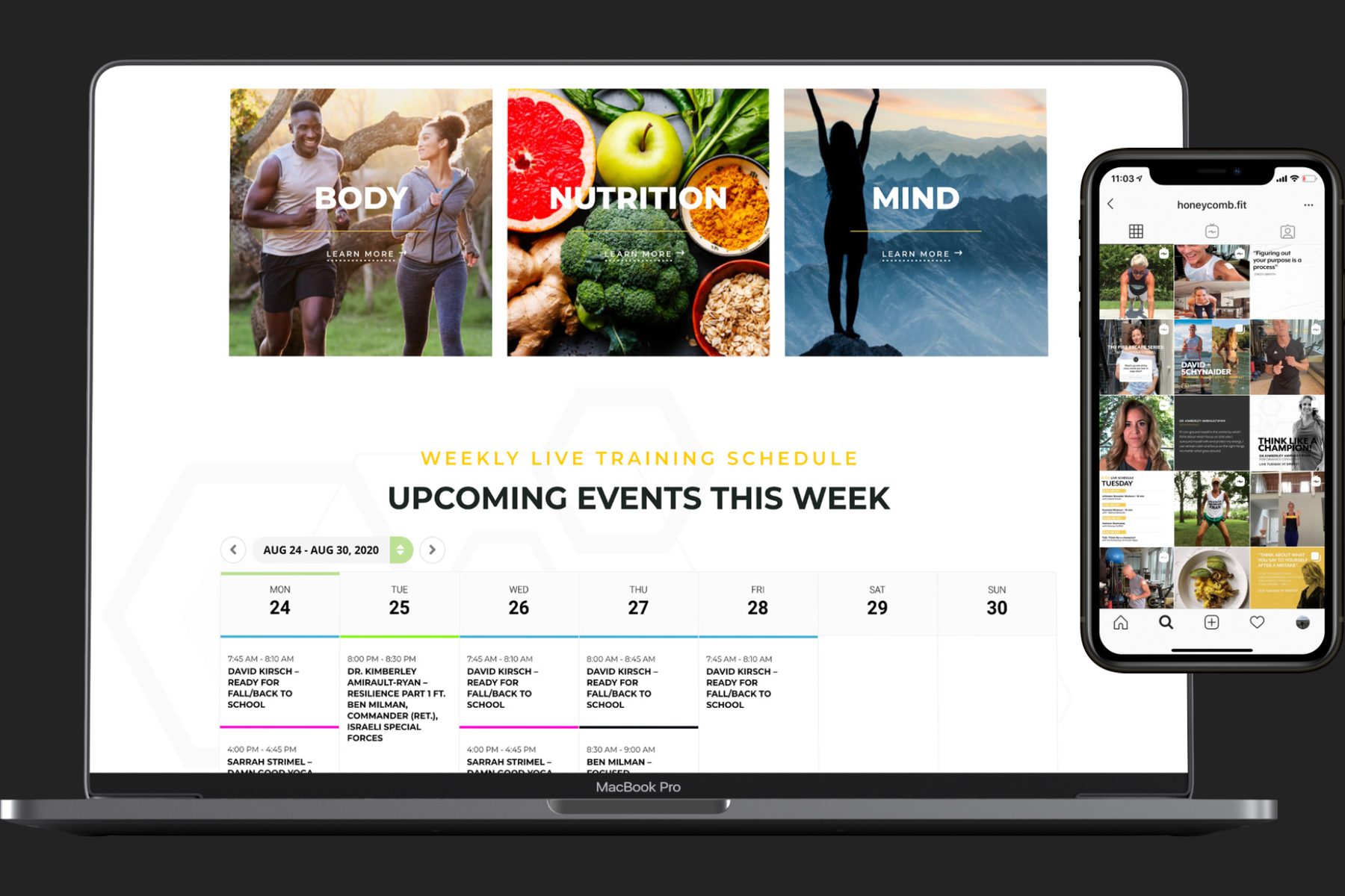 honeycomb fit — website and social content system across devices